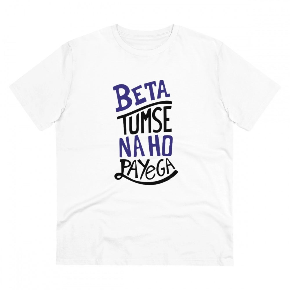 Men'S Pc Cotton Tumse Na Ho Payega Printed T Shirt (Color: Whi