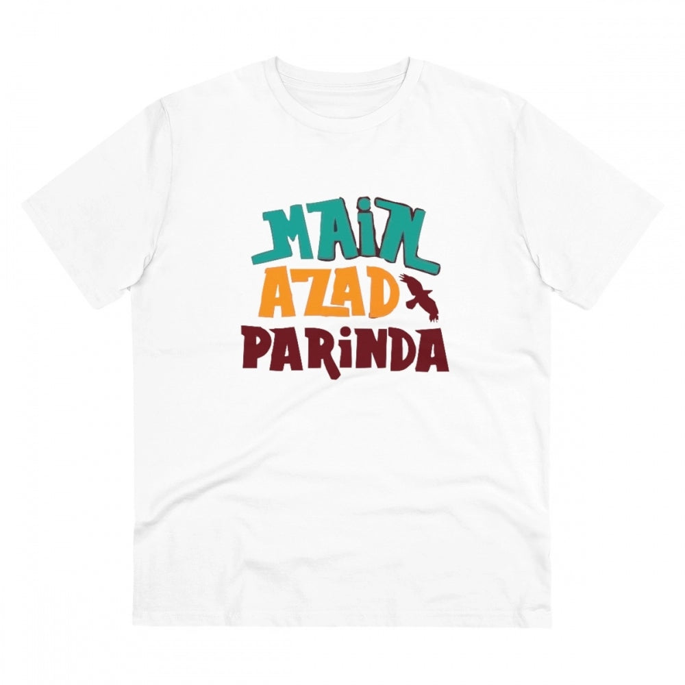 Men'S Pc Cotton Me Azad Parinda Printed T Shirt (Color: White,
