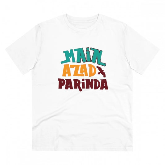 Men'S Pc Cotton Me Azad Parinda Printed T Shirt (Color: White,