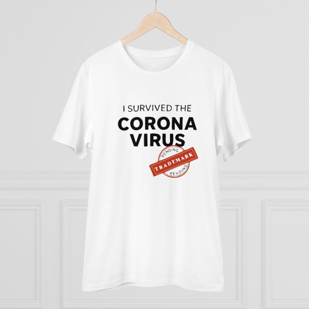 Men'S Pc Cotton I Survived Corona Virus Printed T Shirt (Color