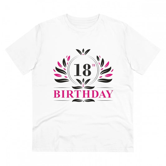 Men'S Pc Cotton 18Th Birthday Printed T Shirt (Color: White, T