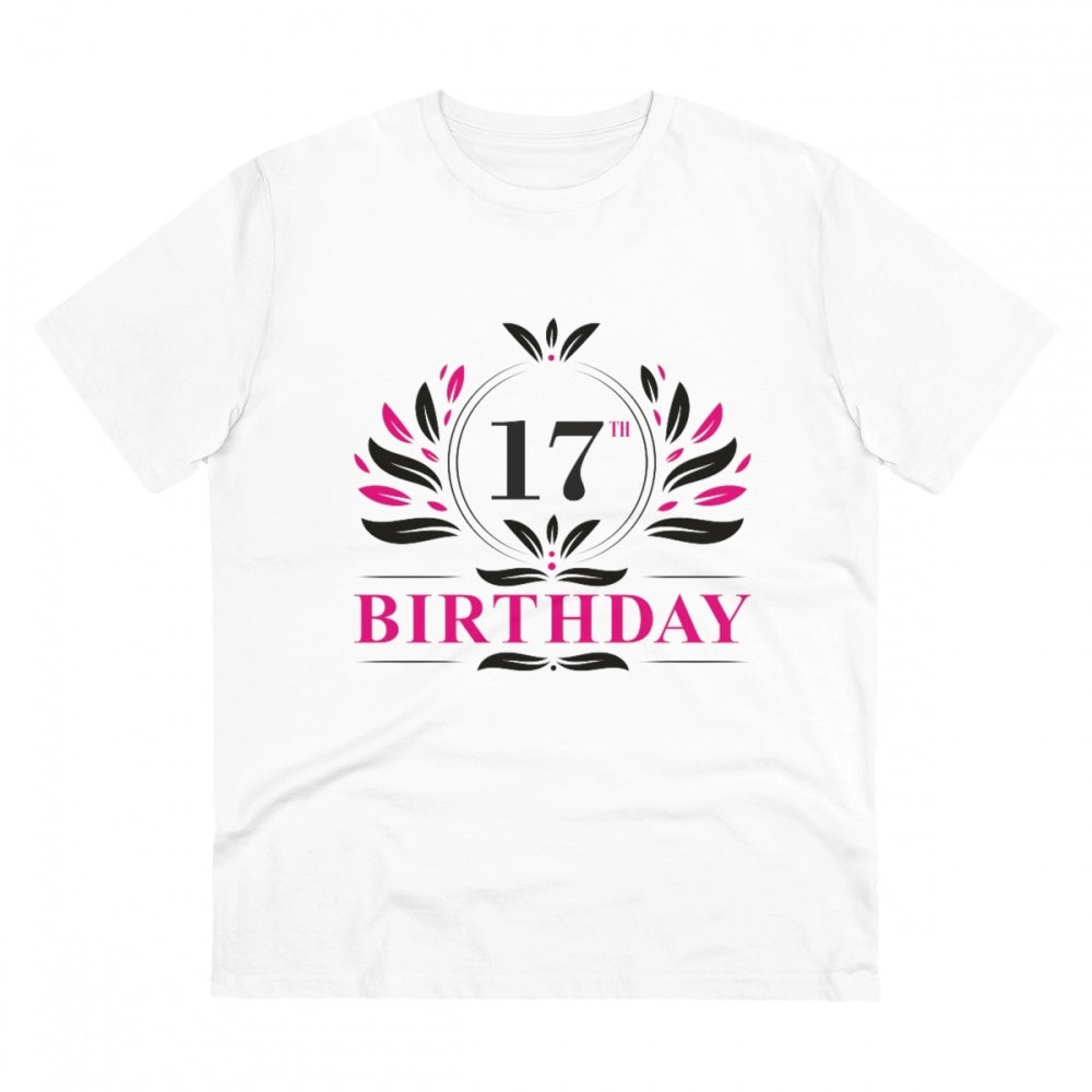 Men's PC Cotton 17th Birthday Printed T - Shirt (White, 180 GSM)
