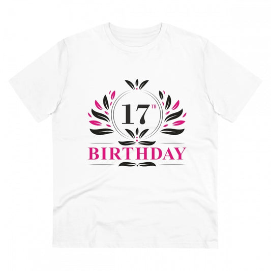 Men's PC Cotton 17th Birthday Printed T - Shirt (White, 180 GSM)