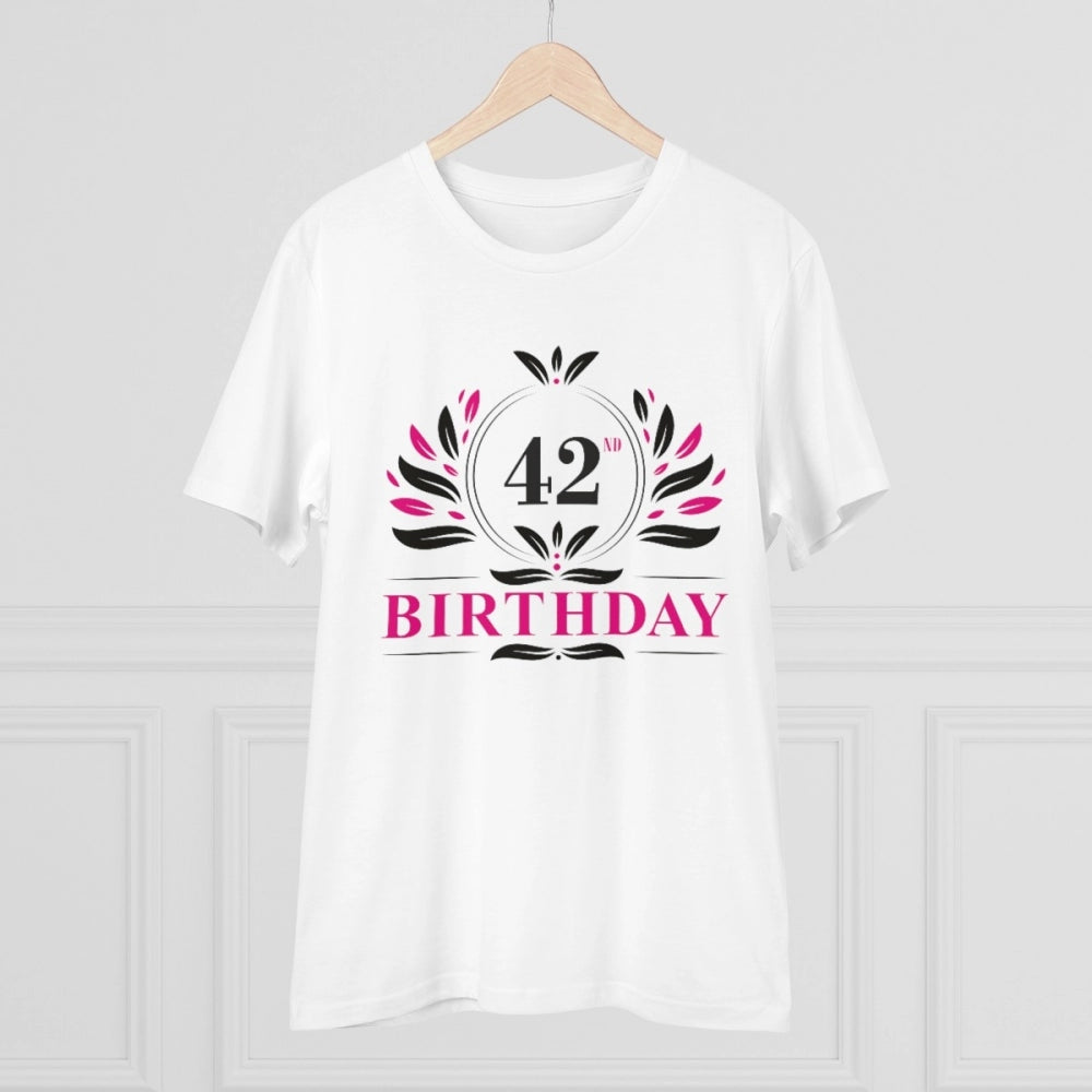 Men'S Pc Cotton 42Nd Birthday Printed T Shirt (Color: White, T
