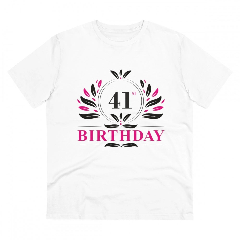 Men'S Pc Cotton 41St Birthday Printed T Shirt (Color: White, T