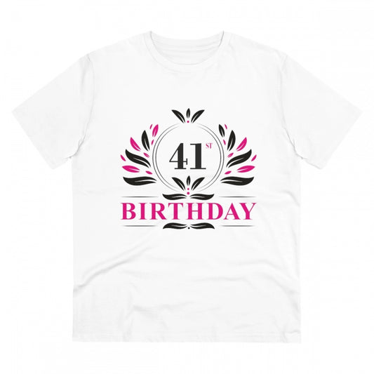 Men'S Pc Cotton 41St Birthday Printed T Shirt (Color: White, T