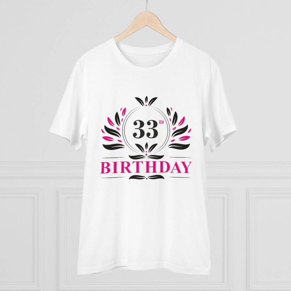Men'S Pc Cotton 33Rd Birthday Printed T Shirt (Color: White, T