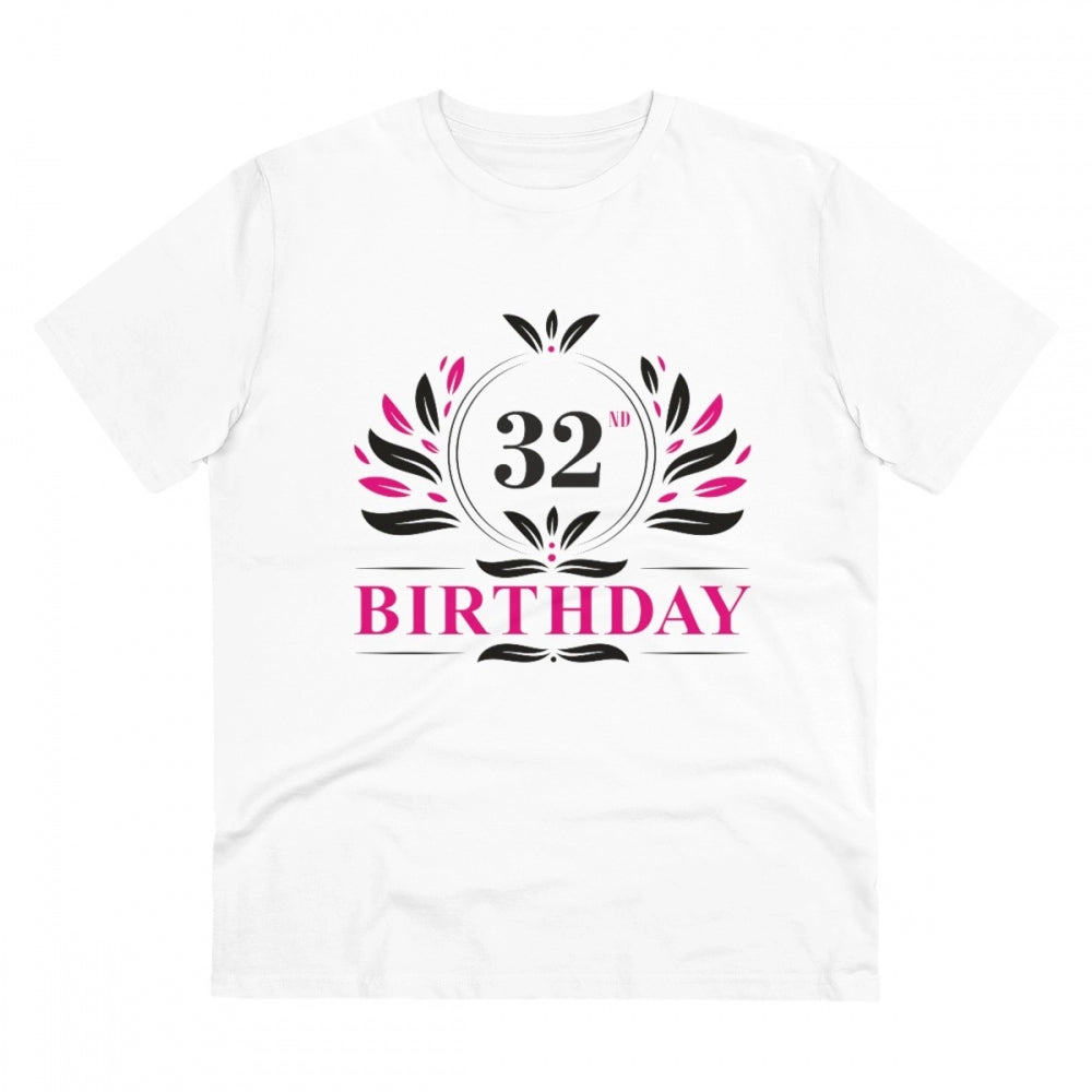 Men'S Pc Cotton 32Nd Birthday Printed T Shirt (Color: White, T