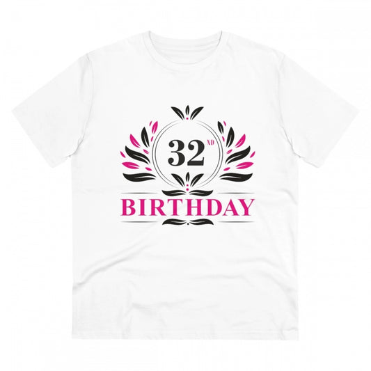 Men'S Pc Cotton 32Nd Birthday Printed T Shirt (Color: White, T