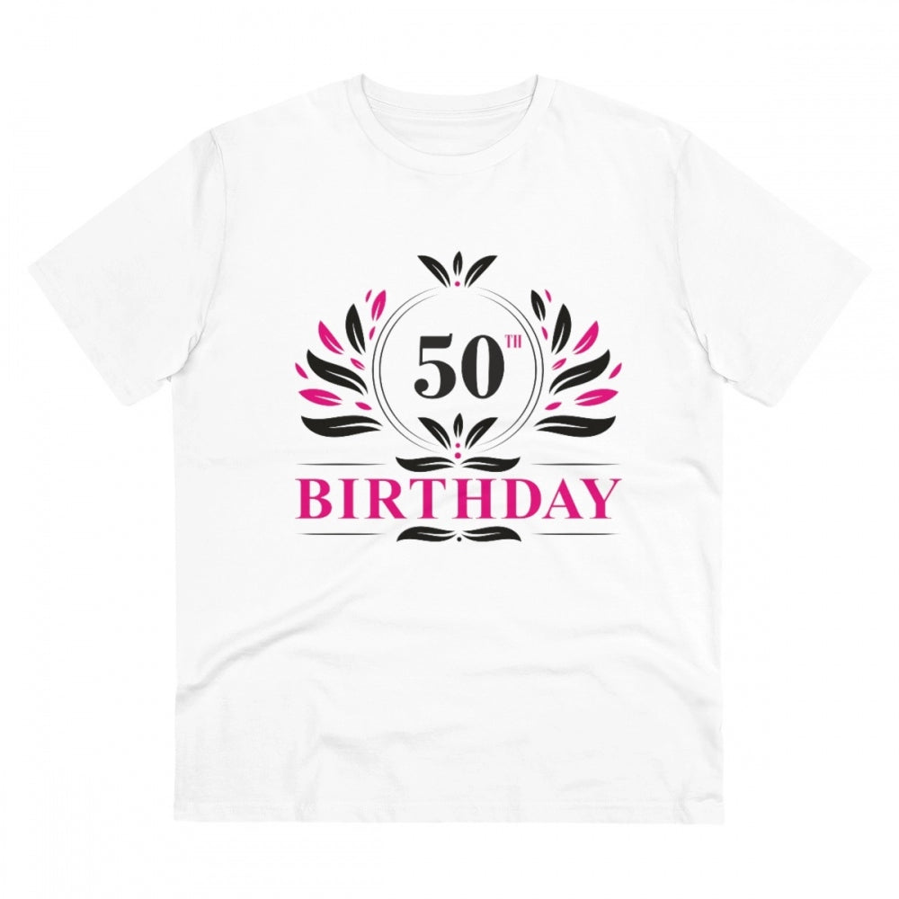 Men'S Pc Cotton 50Th Birthday Printed T Shirt (Color: White, T