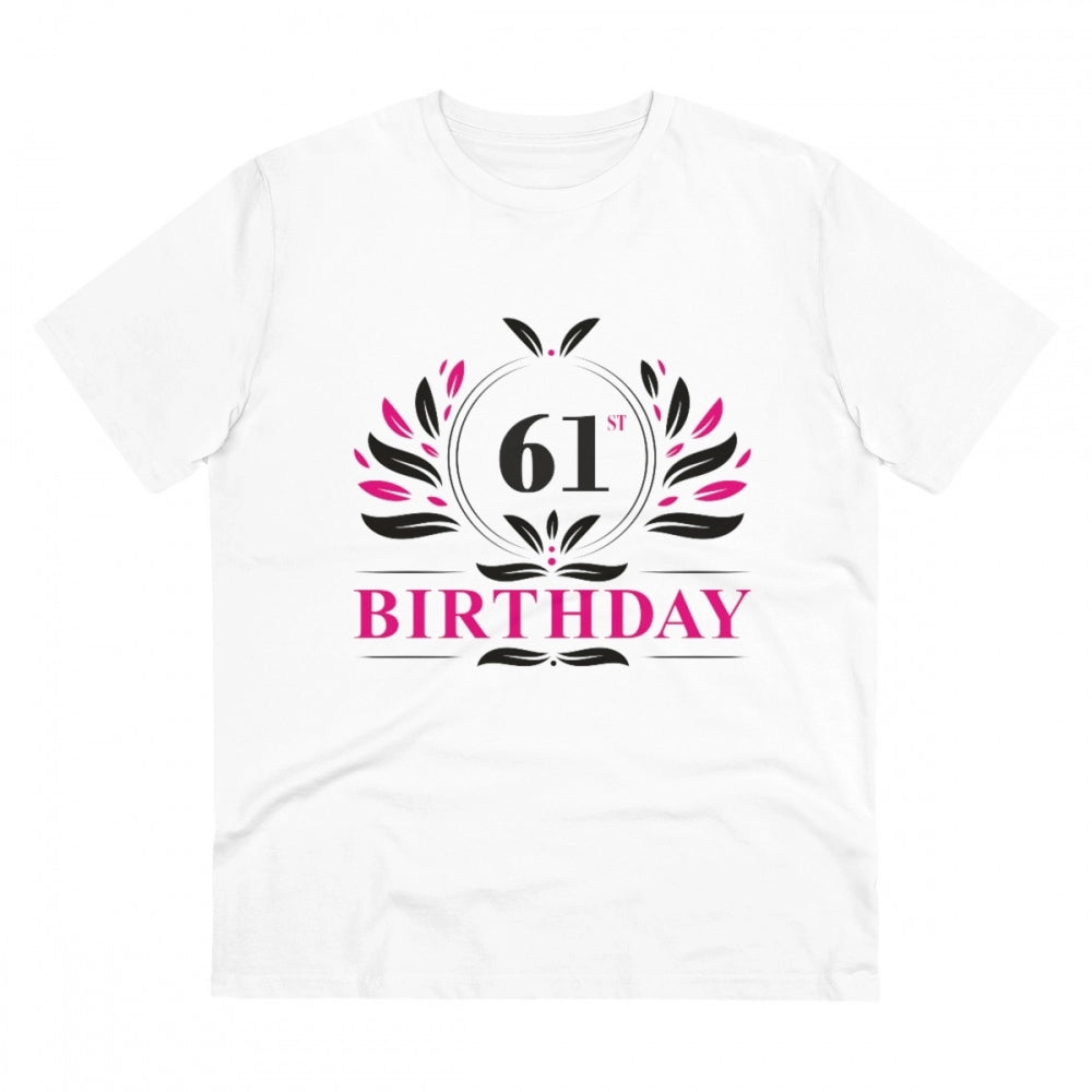 Men'S Pc Cotton 61St Birthday Printed T Shirt (Color: White, T