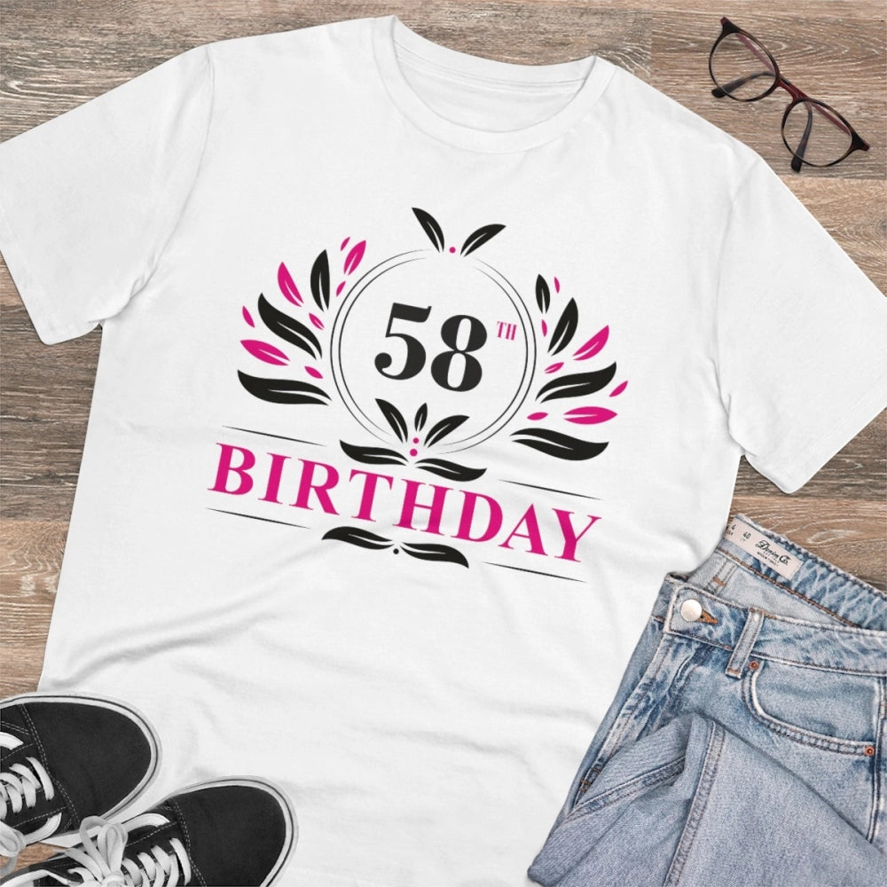 Men'S Pc Cotton 58Th Birthday Printed T Shirt (Color: White, T