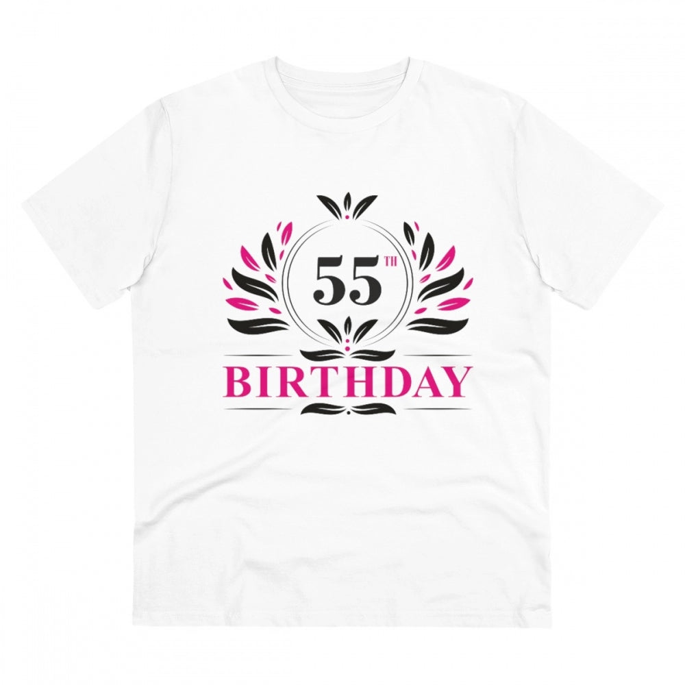 Men'S Pc Cotton 55Th Birthday Printed T Shirt (Color: White, T