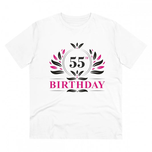 Men'S Pc Cotton 55Th Birthday Printed T Shirt (Color: White, T