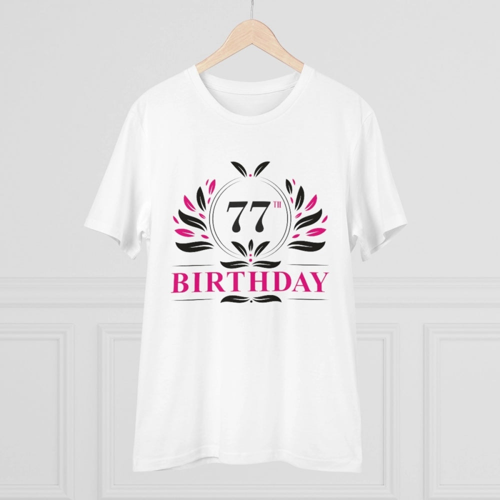 Men'S Pc Cotton 77Th Birthday Printed T Shirt (Color: White, T