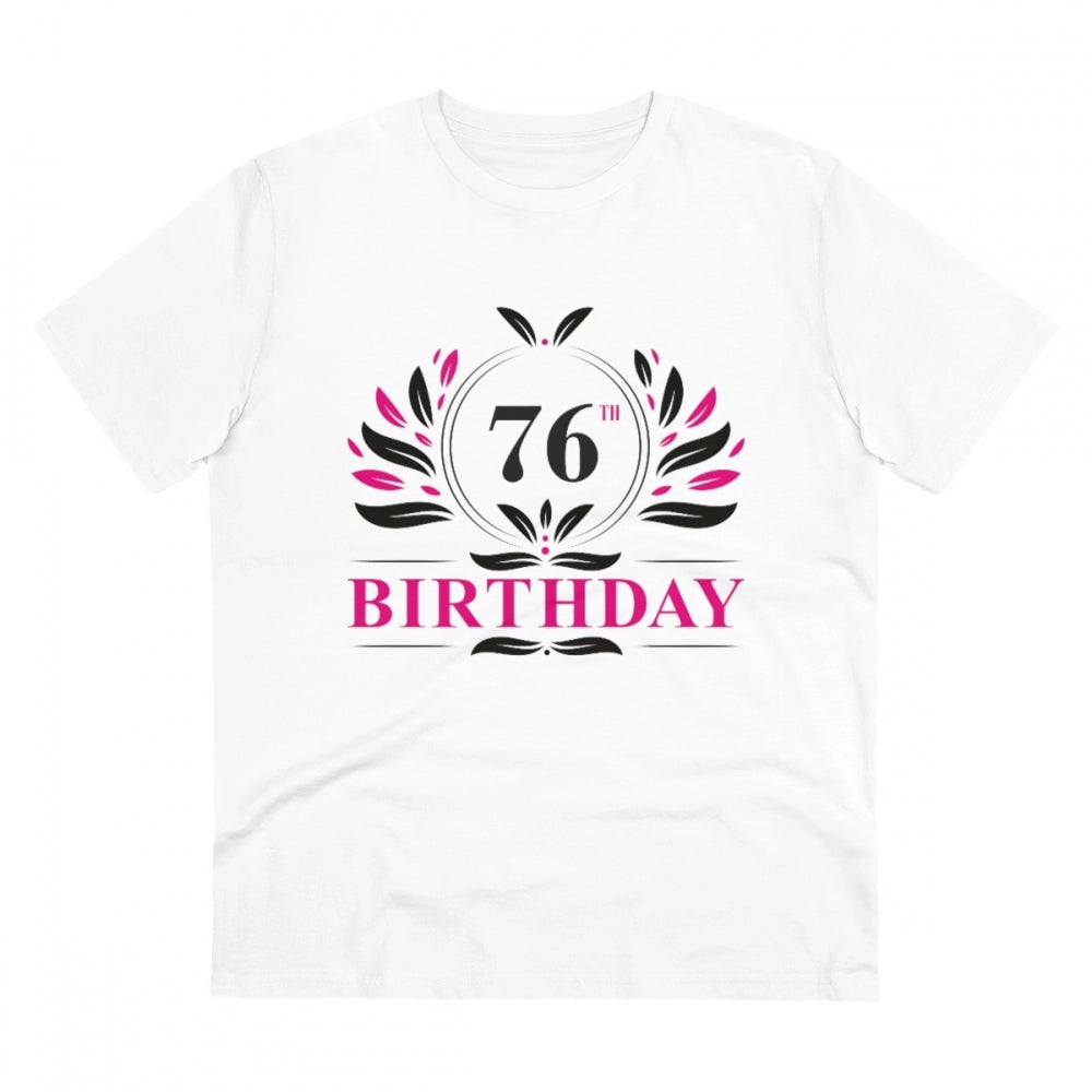 Men'S Pc Cotton 76Th Birthday Printed T Shirt (Color: White, T