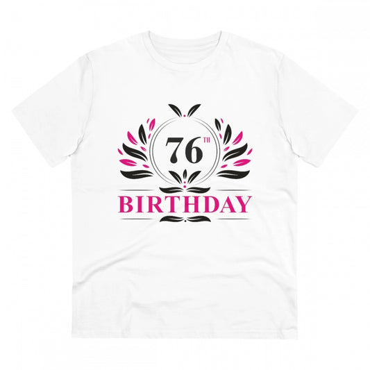 Men'S Pc Cotton 76Th Birthday Printed T Shirt (Color: White, T