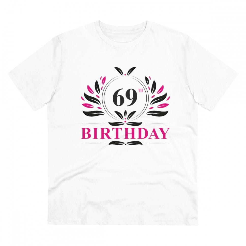 Men'S Pc Cotton 69Th Birthday Printed T Shirt (Color: White, T