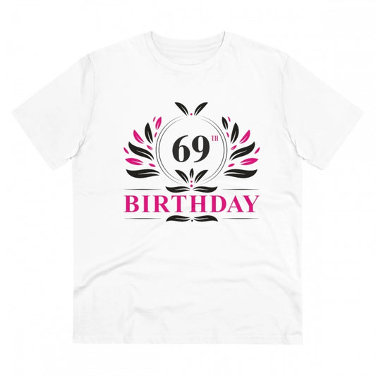 Men'S Pc Cotton 69Th Birthday Printed T Shirt (Color: White, T