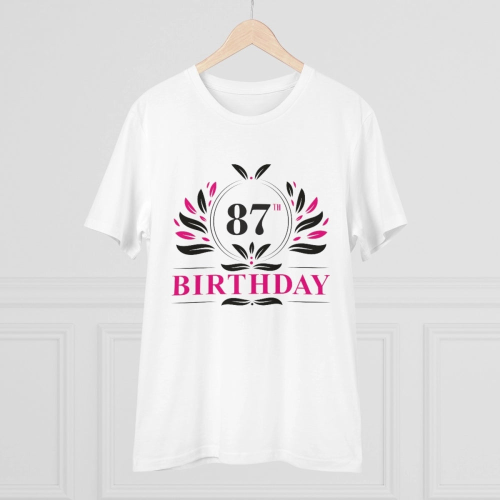 Men'S Pc Cotton 87Th Birthday Printed T Shirt (Color: White, T