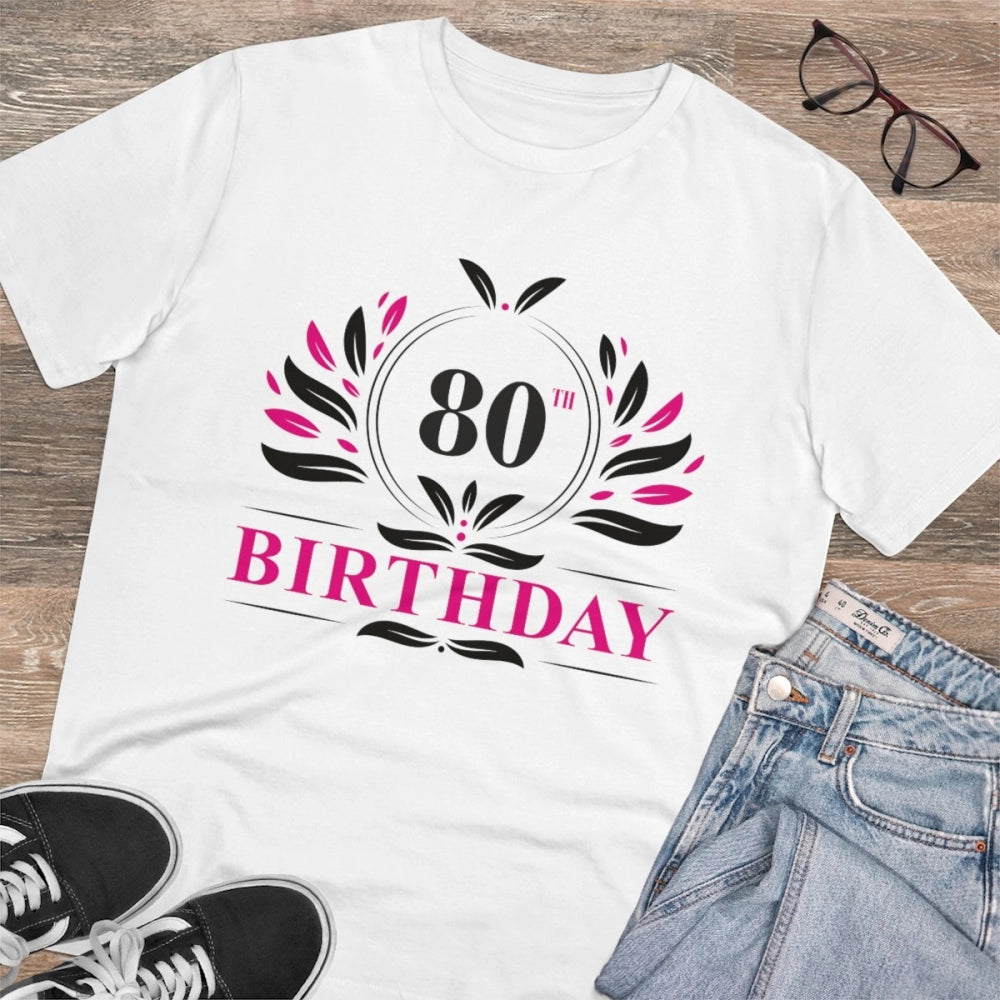 Men'S Pc Cotton 80Th Birthday Printed T Shirt (Color: White, T