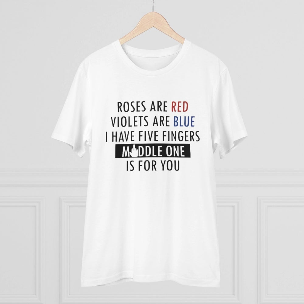 Men'S Pc Cotton Roses Are Red Printed T Shirt (Color: White, T