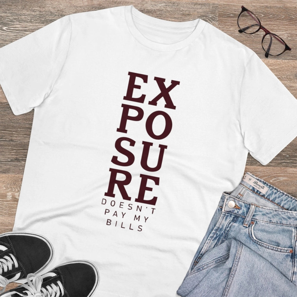 Men'S Pc Cotton Exposure Printed T Shirt (Color: White, Thread