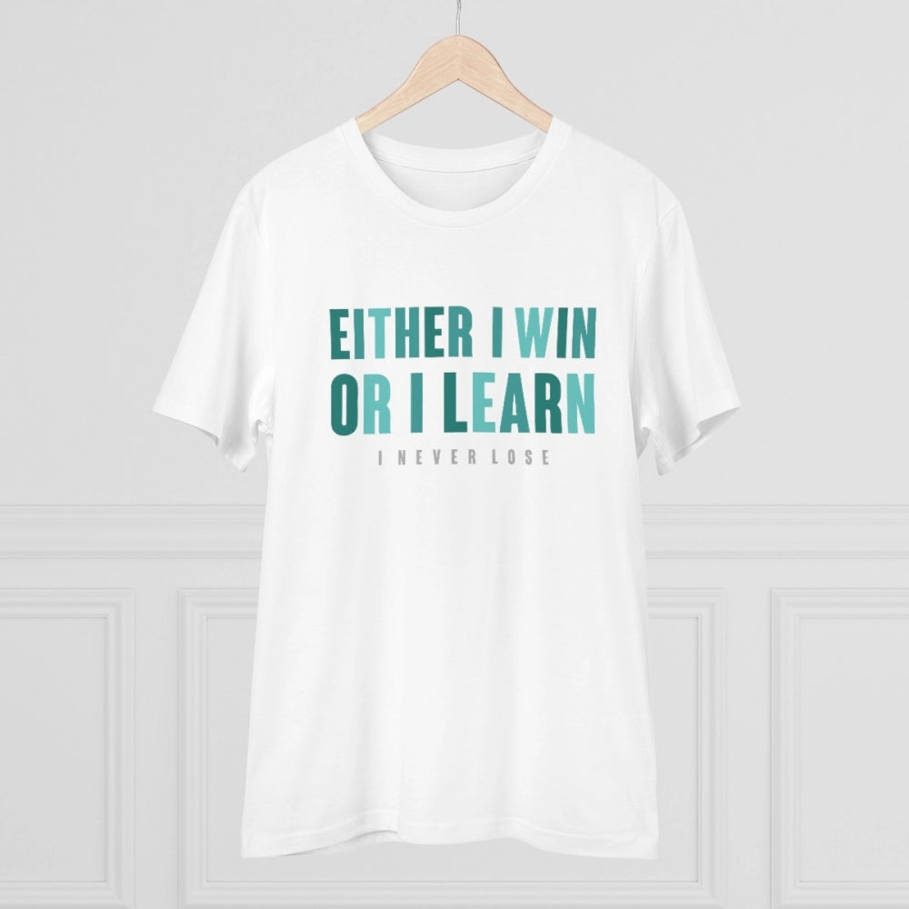 Men'S Pc Cotton Either I Win Or I Learn Printed T Shirt (Color