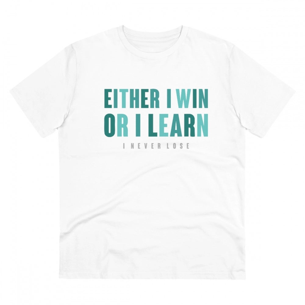Men'S Pc Cotton Either I Win Or I Learn Printed T Shirt (Color