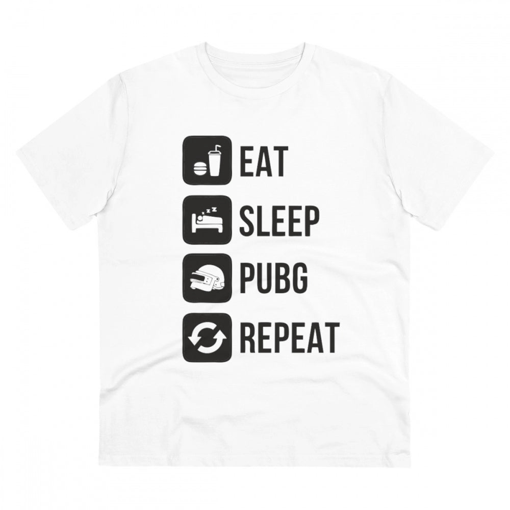 Men'S Pc Cotton Eat Sleep Pubg Repeat Printed T Shirt (Color