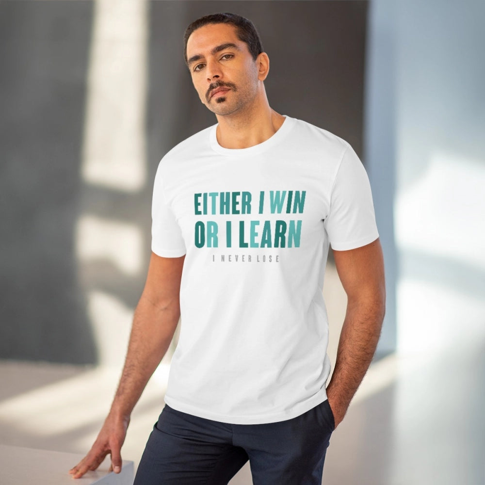 Men'S Pc Cotton Either I Win Or I Learn Printed T Shirt (Color