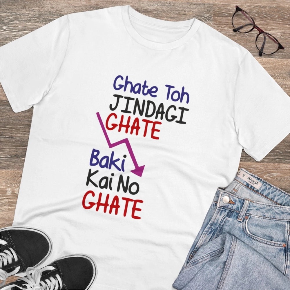 Men'S Pc Cotton Ghate To Jindgi Ghate Printed T Shirt (Color