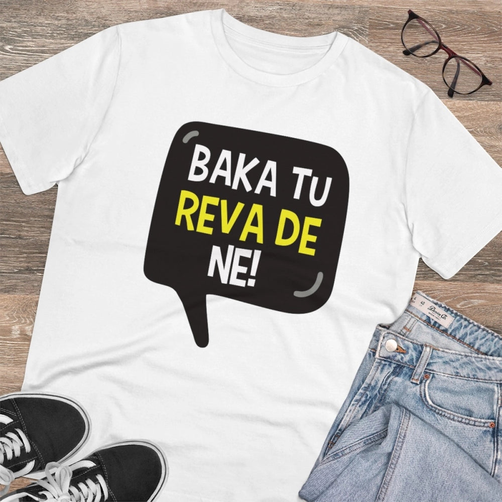 Men'S Pc Cotton Baka Tu Reva De Printed T Shirt (Color: White,