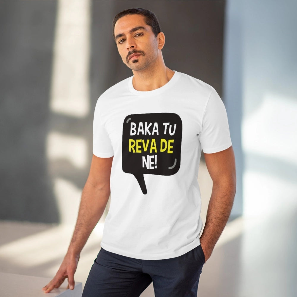 Men'S Pc Cotton Baka Tu Reva De Printed T Shirt (Color: White,