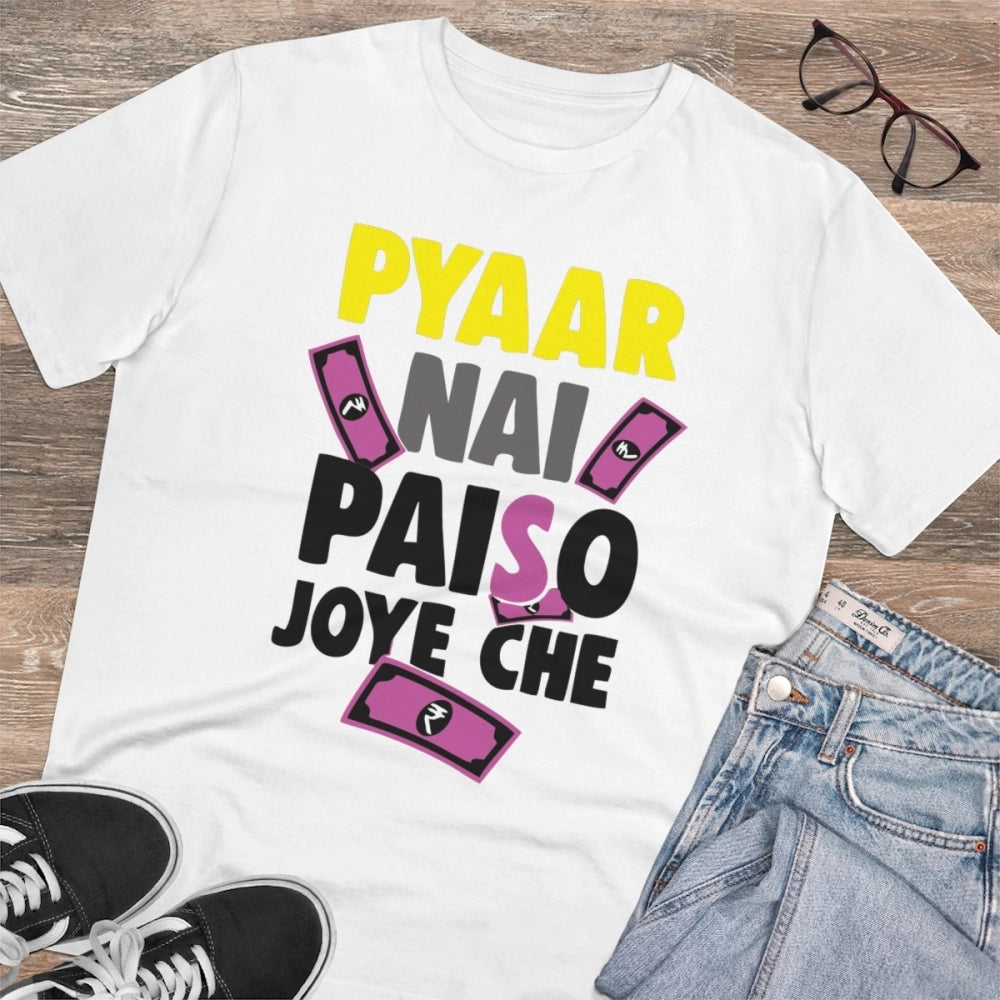 Men'S Pc Cotton Pyaar Nay Paisa Joy Che Printed T Shirt (Color
