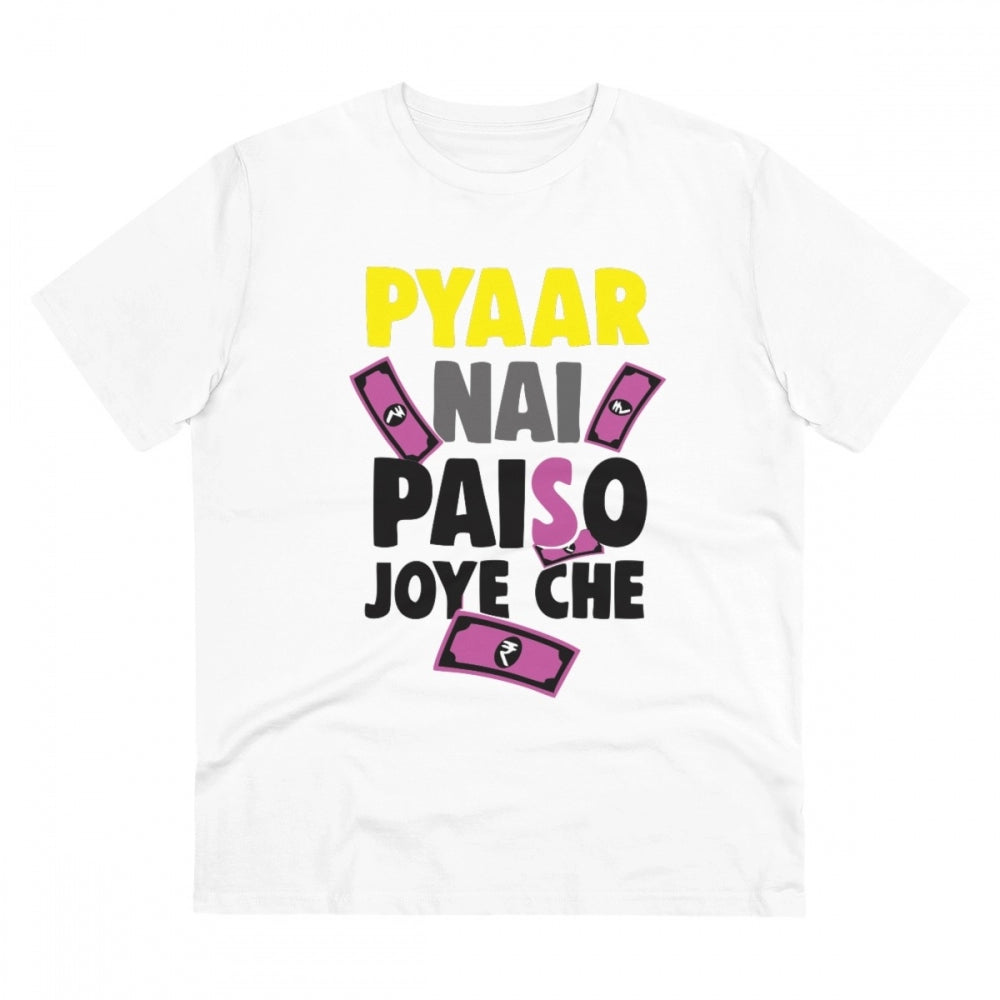 Men'S Pc Cotton Pyaar Nay Paisa Joy Che Printed T Shirt (Color