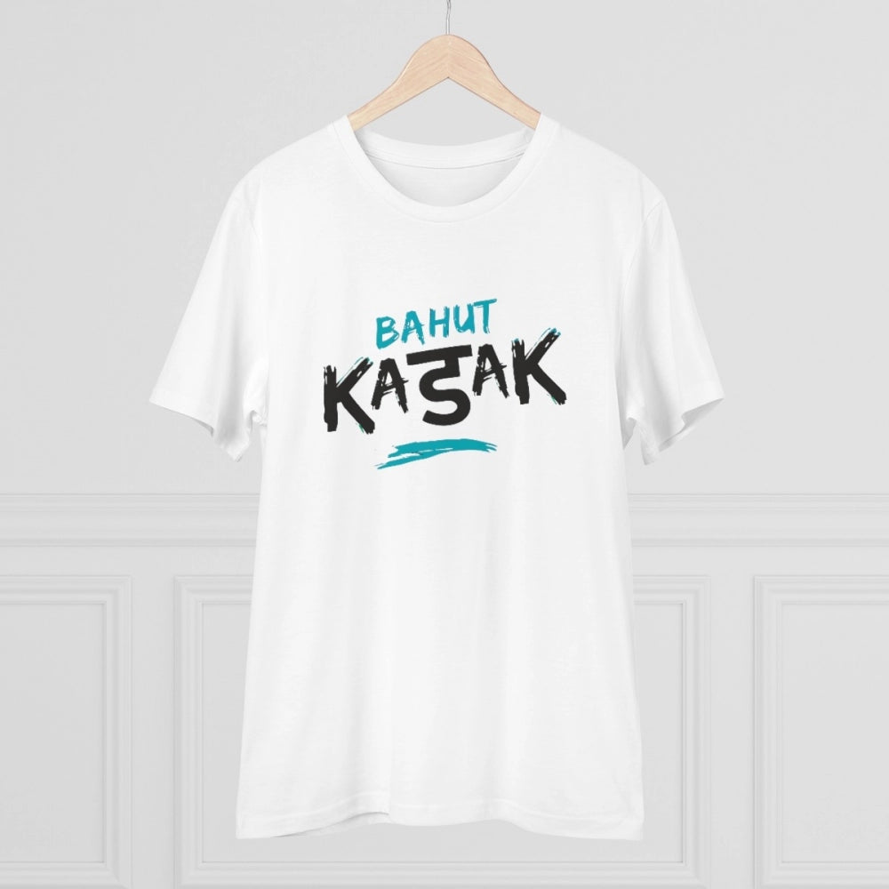 Men'S Pc Cotton Bahot Kadak Printed T Shirt (Color: White, Thr