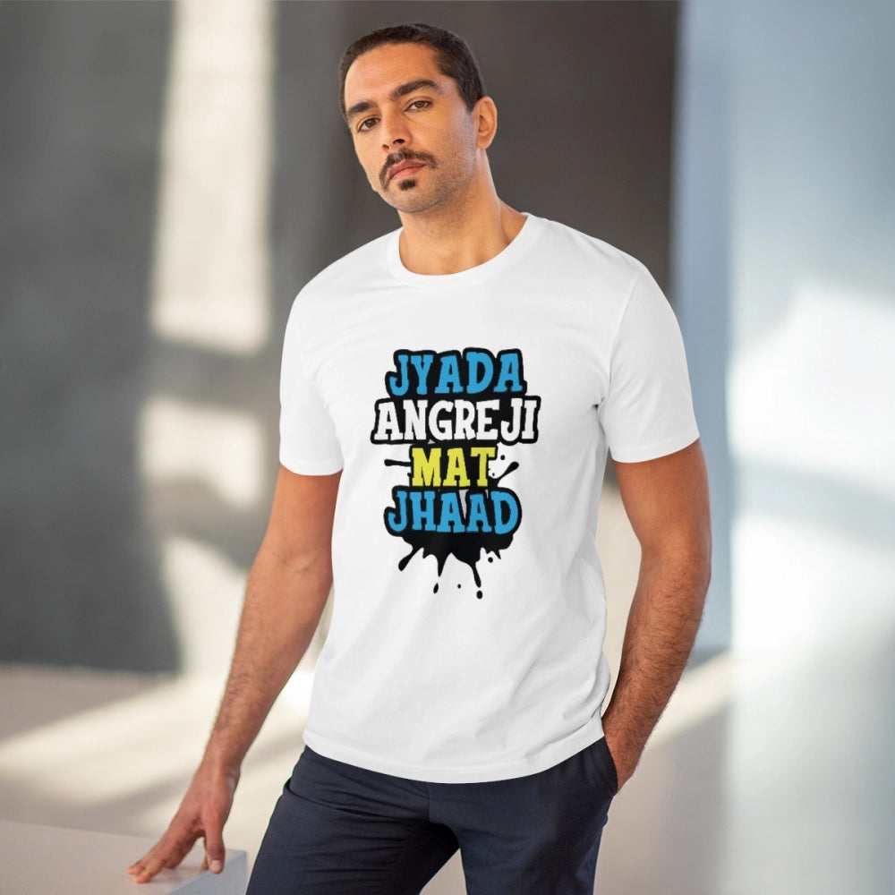 Men'S Pc Cotton Jyada Angreji Mat Jhaad Printed T Shirt (Color