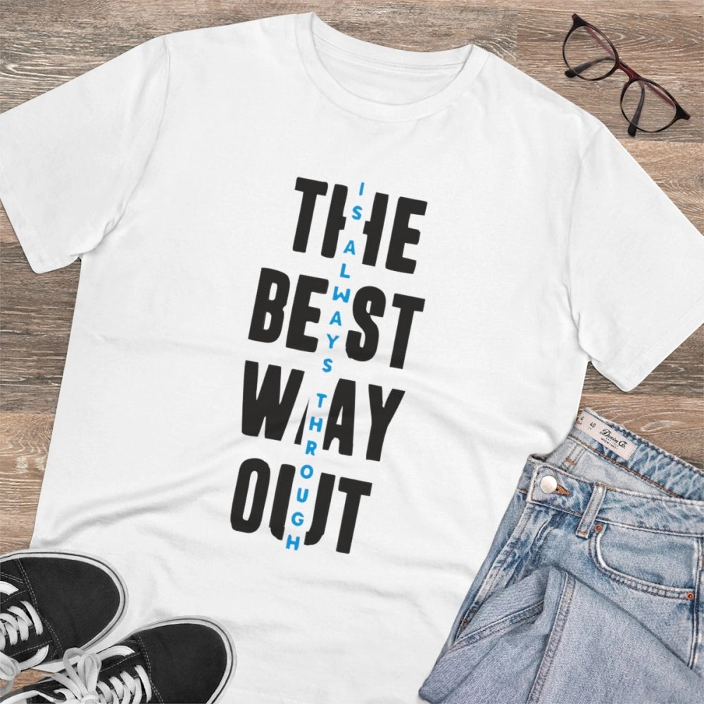 Men'S Pc Cotton The Best Way Out Printed T Shirt (Color: White
