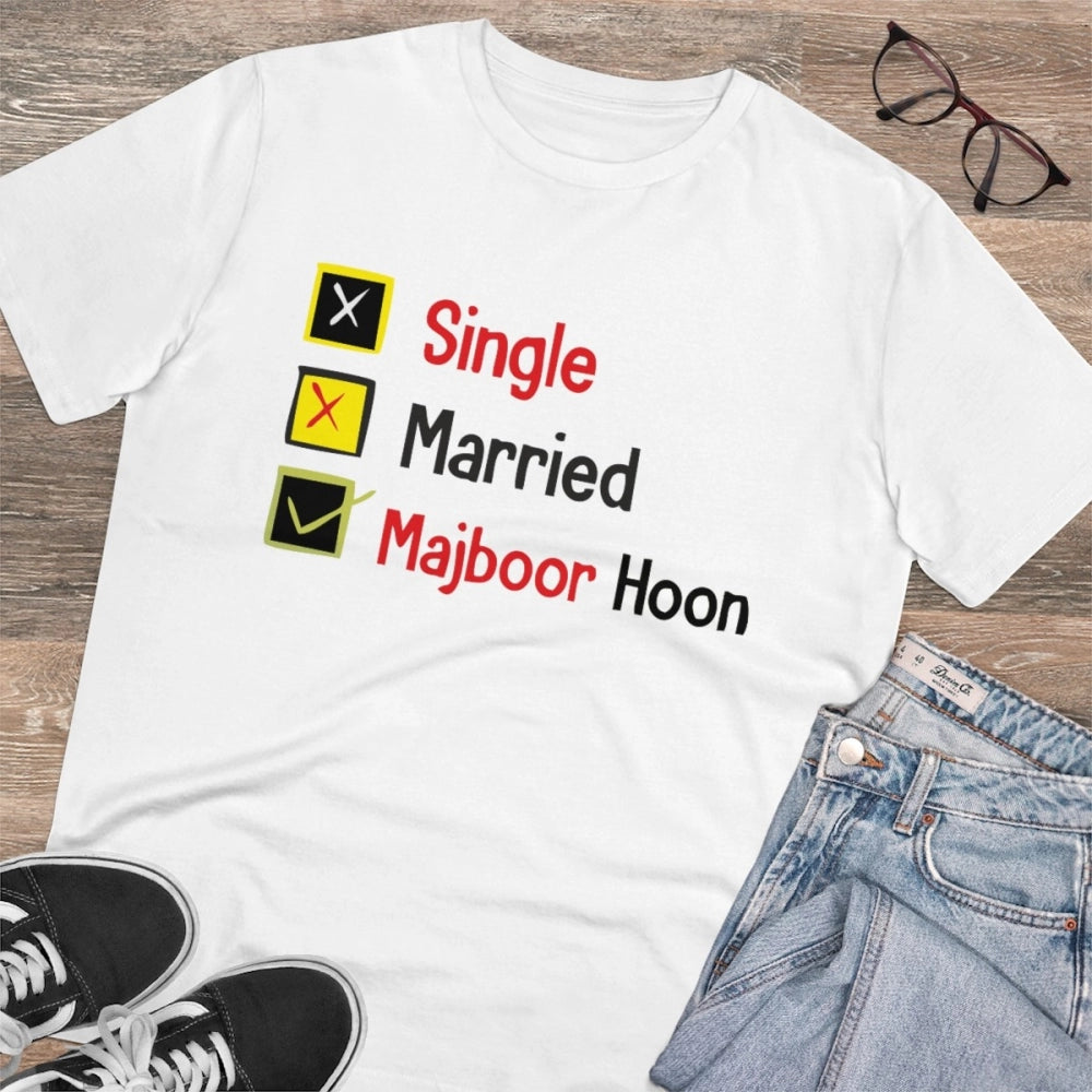 Men'S Pc Cotton Single Married Majbur Printed T Shirt (Color