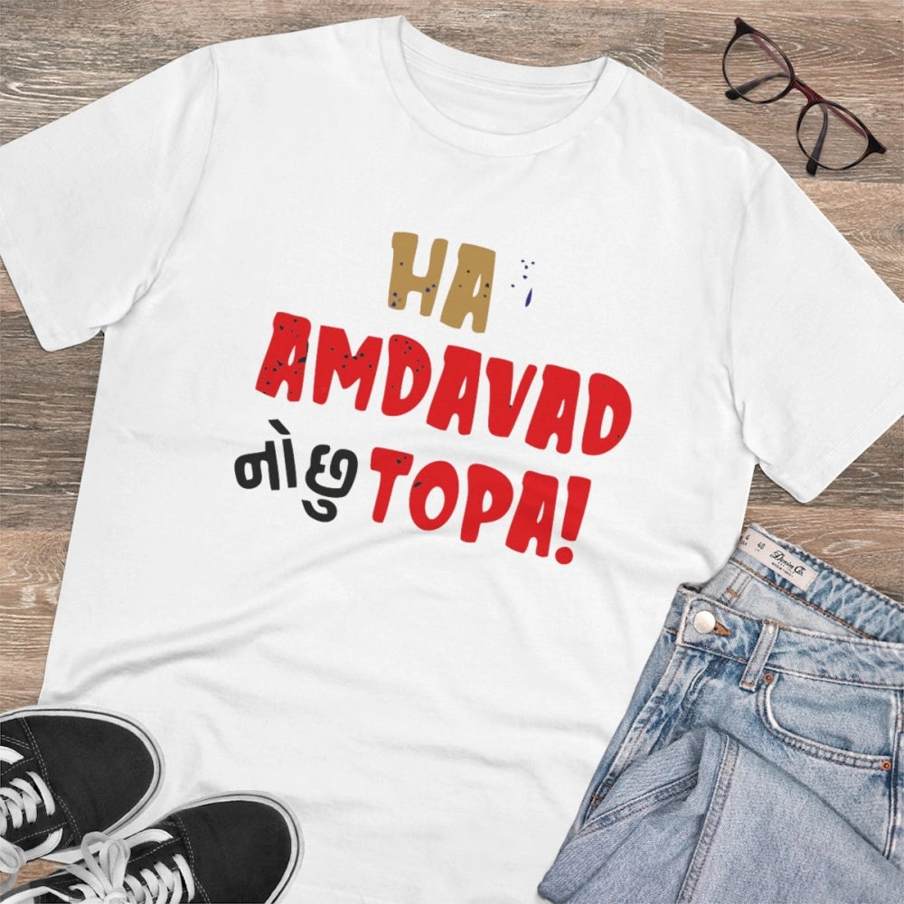 Men'S Pc Cotton Ha Amdavad No Chu Topa Printed T Shirt (Color