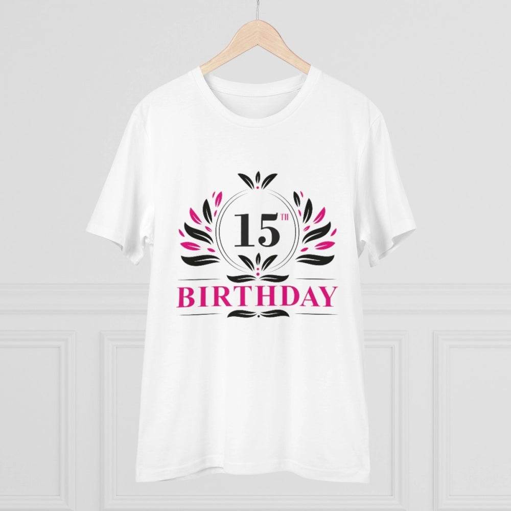 Men'S Pc Cotton 15Th Birthday Printed T Shirt (Color: White, T