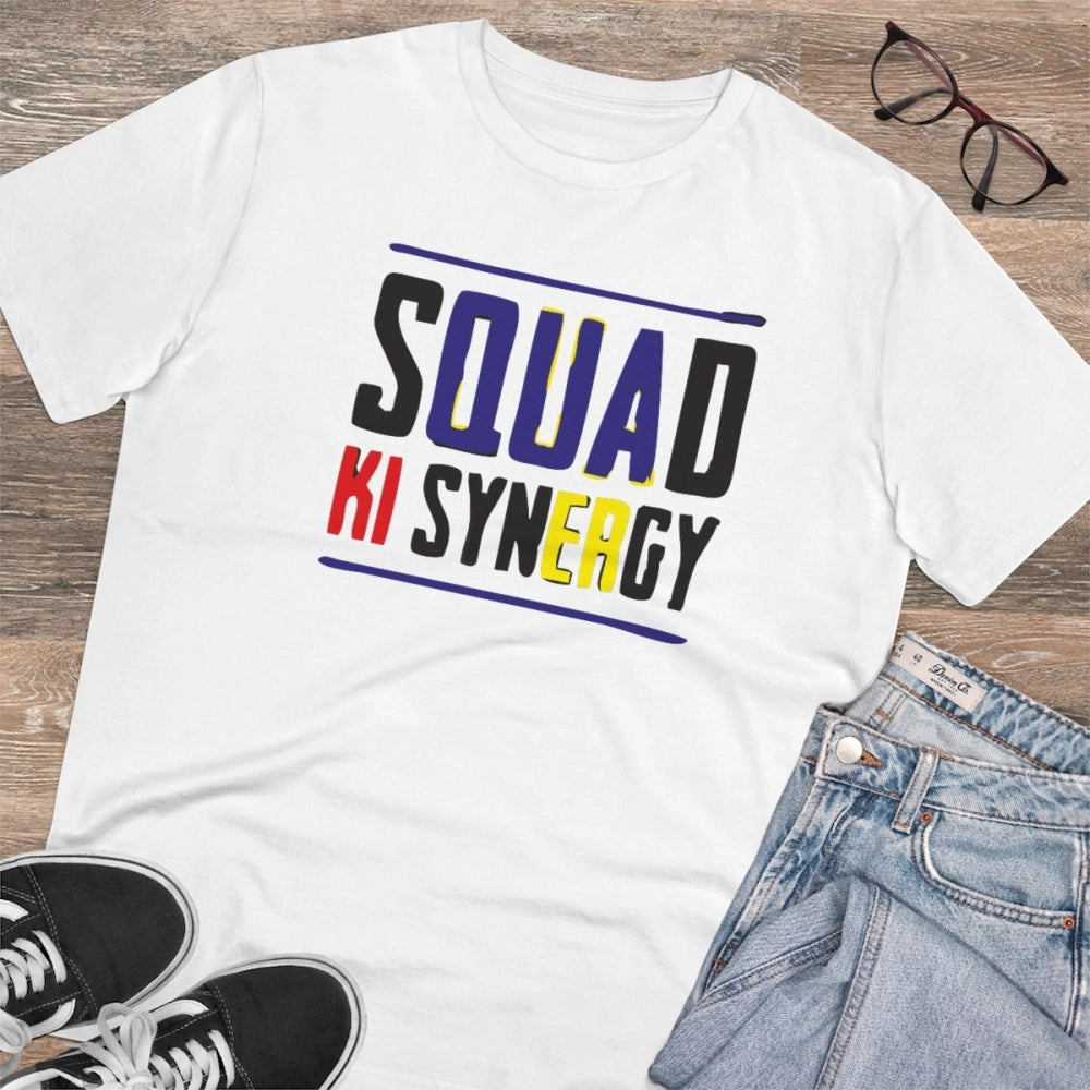 Men'S Pc Cotton Squed Ki Syneagy Printed T Shirt (Color: White