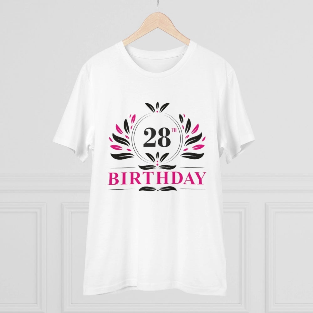 Men'S Pc Cotton 28Th Birthday Printed T Shirt (Color: White, T