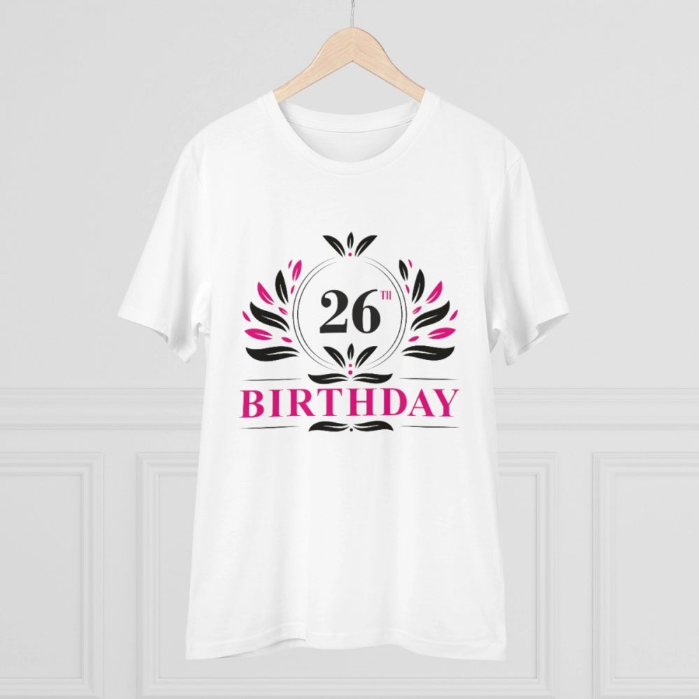 Men'S Pc Cotton 26Th Birthday Printed T Shirt (Color: White, T