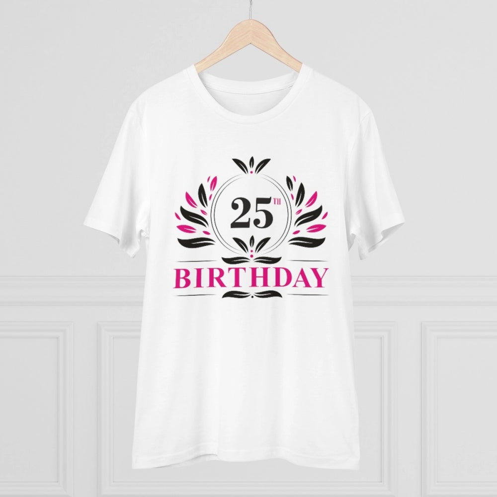 Men'S Pc Cotton 25Th Birthday Printed T Shirt (Color: White, T