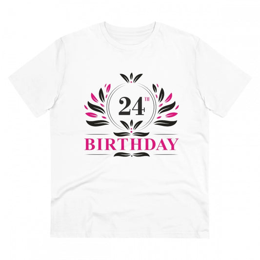 Men'S Pc Cotton 24Th Birthday Printed T Shirt (Color: White, T
