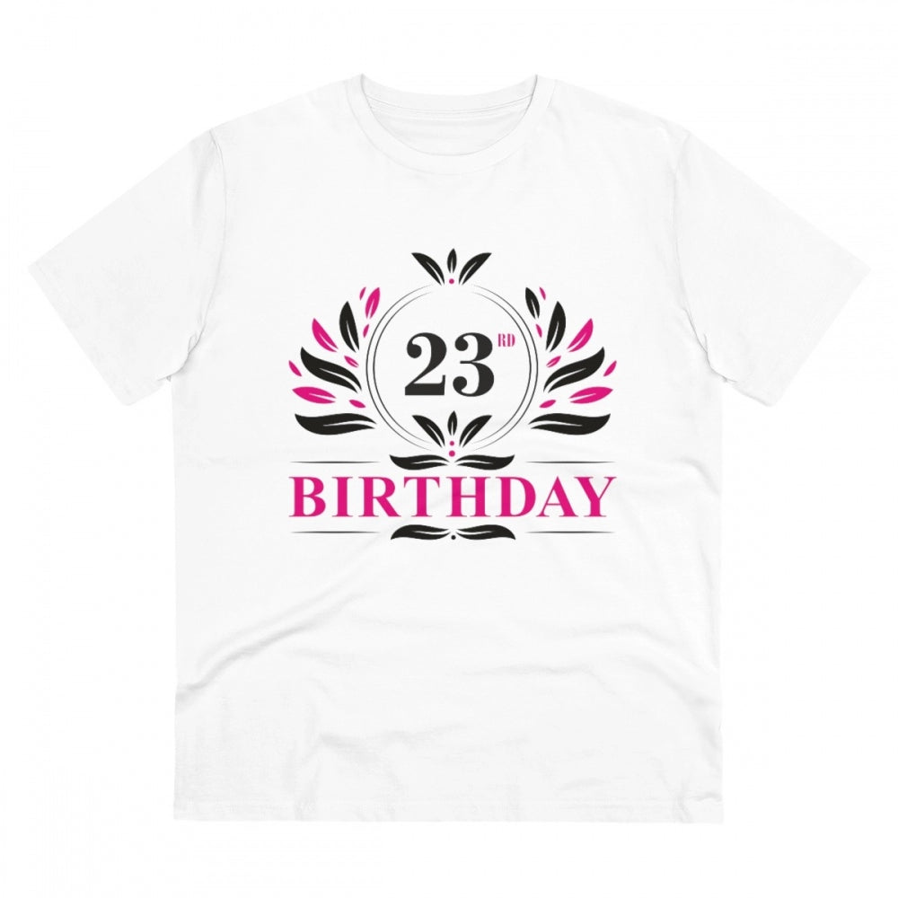 Men'S Pc Cotton 23Rd Birthday Printed T Shirt (Color: White, T