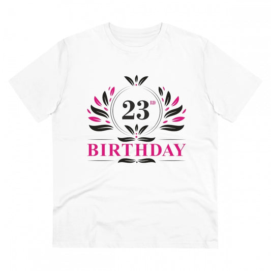 Men'S Pc Cotton 23Rd Birthday Printed T Shirt (Color: White, T