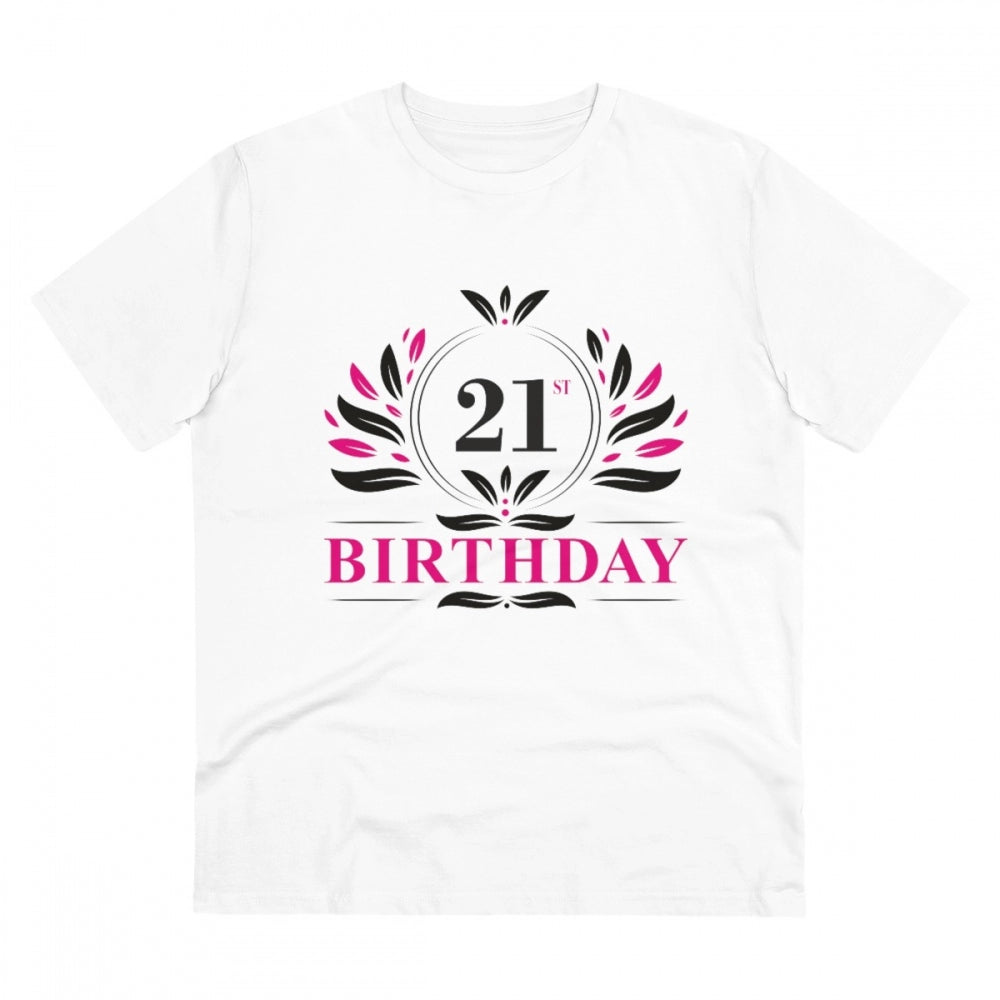 Men'S Pc Cotton 21St Birthday Printed T Shirt (Color: White, T